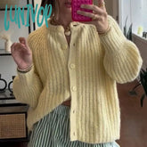 Lunivop Vintage Y2K Aesthetic Sweater Clothes Preppy Button Up Knitted Cardigan Autumn Winter