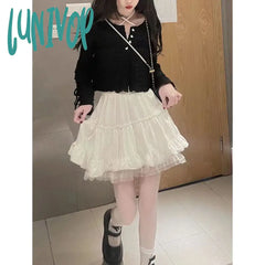 Lunivop White Lace Mini Skirt For Women Girl Kawaii Short Summer Fairycore Clothes Korean Fashion