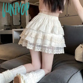 Lunivop White Lace Pleated Skirt Women Japanese Kawaii Clothing Cake Mini Skirts Even Party 2024