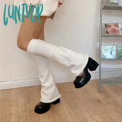 Lunivop White Leg Warmers Socks Japanese Jk Winter Boot Cuffs Long Warmer Lolita Harajuku Knit Sock