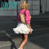 Lunivop White Ruffle Mini Skirts Women’s New A-Line Irregular Cupcake Skirt Patchwork Elastic