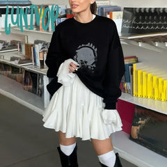 Lunivop White Ruffle Mini Skirts Women’s New A-Line Irregular Cupcake Skirt Patchwork Elastic