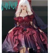 Lunivop Wine Red Gradient Prom Dress Suspender Female Lolita Trailing Pettiskirt Suit / S