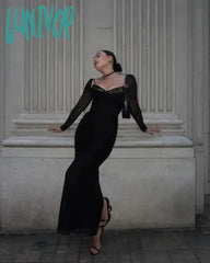 Lunivop Winter Black Formal Occasion Dresses Elegant And Beautiful Long Sleeve Bodycon Party