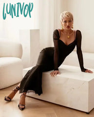 Lunivop Winter Black Formal Occasion Dresses Elegant And Beautiful Long Sleeve Bodycon Party