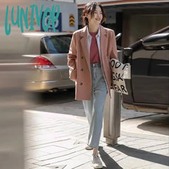 Lunivop Winter Jacket Tops For Women Office Ladies Ol Clothes Long Sleeve Blazer Coat Vintage