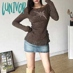 Lunivop Winter New Brown Vintage All-Match Casual Tight Warm High Street Sweet Gentle Women’s