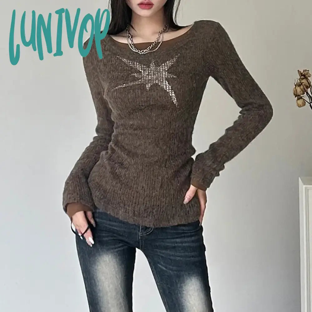 Lunivop Winter New Brown Vintage All-Match Casual Tight Warm High Street Sweet Gentle Women’s
