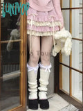 Lunivop Winter Pink Lace Sweet Lolita Cake Skirt Women A-Line Japanese Kawaii Cute Female Bow