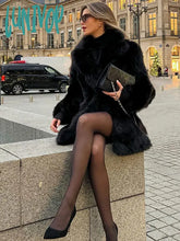 Lunivop Winter Plush Faux Fur Jacket For Women Versatile Turn Down Collar Long Sleeve Coats Female