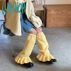 Lunivop Winter Sweet Leg Warmers Macaron Plush Fur Warm Harajuku Boot Cuffs Warmer Jk Lolita Sock