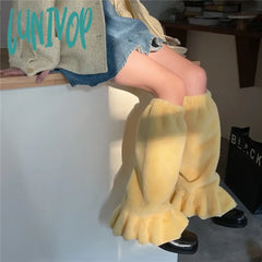 Lunivop Winter Sweet Leg Warmers Macaron Plush Fur Warm Harajuku Boot Cuffs Warmer Jk Lolita Sock