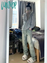 Lunivop Woman Aesthetics Jeans Cute Core Denim Cyber Pants New Trend Old Money Bf Style All-Match