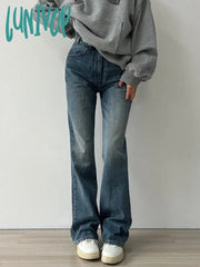 Lunivop Woman Aesthetics Jeans Denim American Style 90S Gyaru Pants Unisex High Street Tide