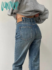 Lunivop Woman Aesthetics Jeans Denim American Style 90S Gyaru Pants Unisex High Street Tide