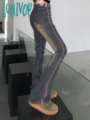 Lunivop Woman Autumn Flared Jeans Pleated Pants Aesthetics Tunic Kpop Single Breasted Low Waist Hot