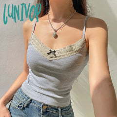 Lunivop Woman Ballet Core Camisole Fairy Tank Aesthetics Top French Elegance Halter Japanese