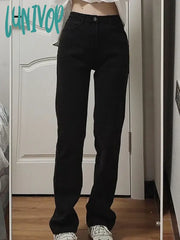 Lunivop Woman Bf Style Jeans Hip-Hop Denim High Street Office Lady Pants Gothic Unisex Kpop Old