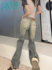 Lunivop Woman Casual Jeans Tight Bodycon Denim Straight Leg Tie-Dyed Pants Sweet All-Match Clubwear