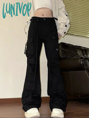 Lunivop Woman Casual Joggers Tight Bodycon Y2K Goth Stretch Pants Floor-Length Pockets Multiple New