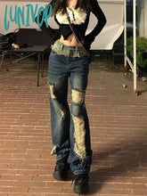 Lunivop Woman Casual Streetwear Vintage Cottage Core Jeans New Trend Coquette Denim Aesthetics