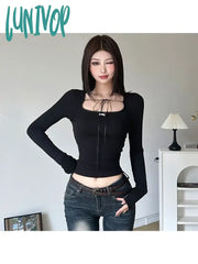 Lunivop Woman Classical Tees Fashion Tops Crop Top Korean T-Shirts Chic Crochet Sweet Sexy Gyaru