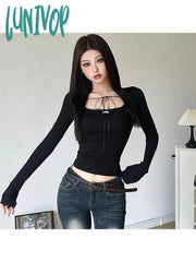 Lunivop Woman Classical Tees Fashion Tops Crop Top Korean T-Shirts Chic Crochet Sweet Sexy Gyaru