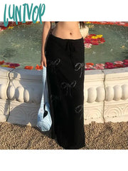 Lunivop Woman Cotton Linen Pleated Baggy Skirt Maxi Tight Bodycon High Waist A Line Tunic Retro