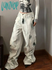 Lunivop Woman Dark Academia Goblin Core Jeans Baggy Graffiti Denim Pants Japanese Fashion Cyber