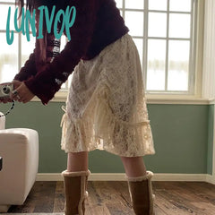 Lunivop Woman Design Midi Clubwear Skirt Office Lady Pleated High Street Japanese Fashion Gyaru