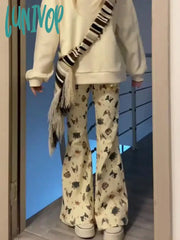 Lunivop Woman Fairy Core Bell Bottoms Pants Cute Flared New Trend Jeans Aesthetics Japanese Fashion