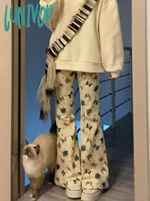 Lunivop Woman Fairy Core Bell Bottoms Pants Cute Flared New Trend Jeans Aesthetics Japanese Fashion