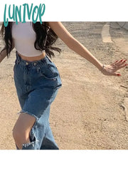 Lunivop Woman Fashion Casual New Design Jeans Ins Bf Style Denim Baddie American Pants Trend Cute