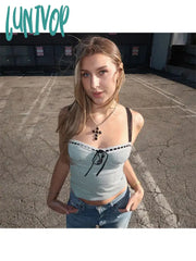 Lunivop Woman Gyaru Camisole Kpop Tank Japanese Fashion Top American Style Halter Aesthetics Cute