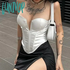 Lunivop Woman Gyaru Tank French Elegance Top Aesthetics New Trend Crop Tops Tube Bustier Chest Silk