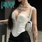 Lunivop Woman Gyaru Tank French Elegance Top Aesthetics New Trend Crop Tops Tube Bustier Chest Silk