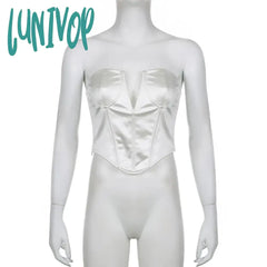 Lunivop Woman Gyaru Tank French Elegance Top Aesthetics New Trend Crop Tops Tube Bustier Chest Silk