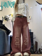 Lunivop Woman Jeans Denim Pants Cute Core New Trend Aesthetics Japanese Fashion Baddie Kpop High