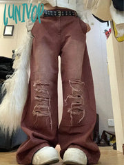 Lunivop Woman Jeans Denim Pants Cute Core New Trend Aesthetics Japanese Fashion Baddie Kpop High