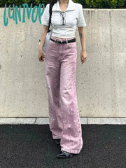 Lunivop Woman Jeans Denim Pants French Elegance Baddie Gyaru High Street Ins Sweet Korean New