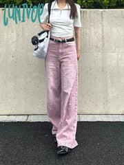 Lunivop Woman Jeans Denim Pants French Elegance Baddie Gyaru High Street Ins Sweet Korean New