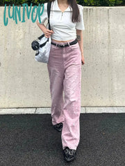 Lunivop Woman Jeans Denim Pants French Elegance Baddie Gyaru High Street Ins Sweet Korean New