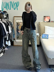 Lunivop Woman Jeans Denim Pants New Trend Aesthetics American Style 90S Hip-Hop High Street