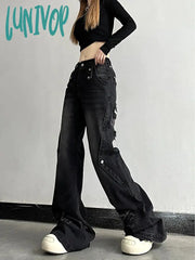 Lunivop Woman Jeans New Trend Denim American Style 90S Pants Kpop Unisex Hip-Hop High Street Design