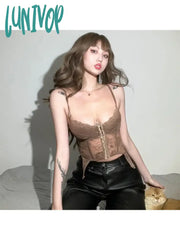 Lunivop Woman Lace Halter Tank Top Camisole Vest Corset Sleeveless Slim Spaghetti Strap Patchwork