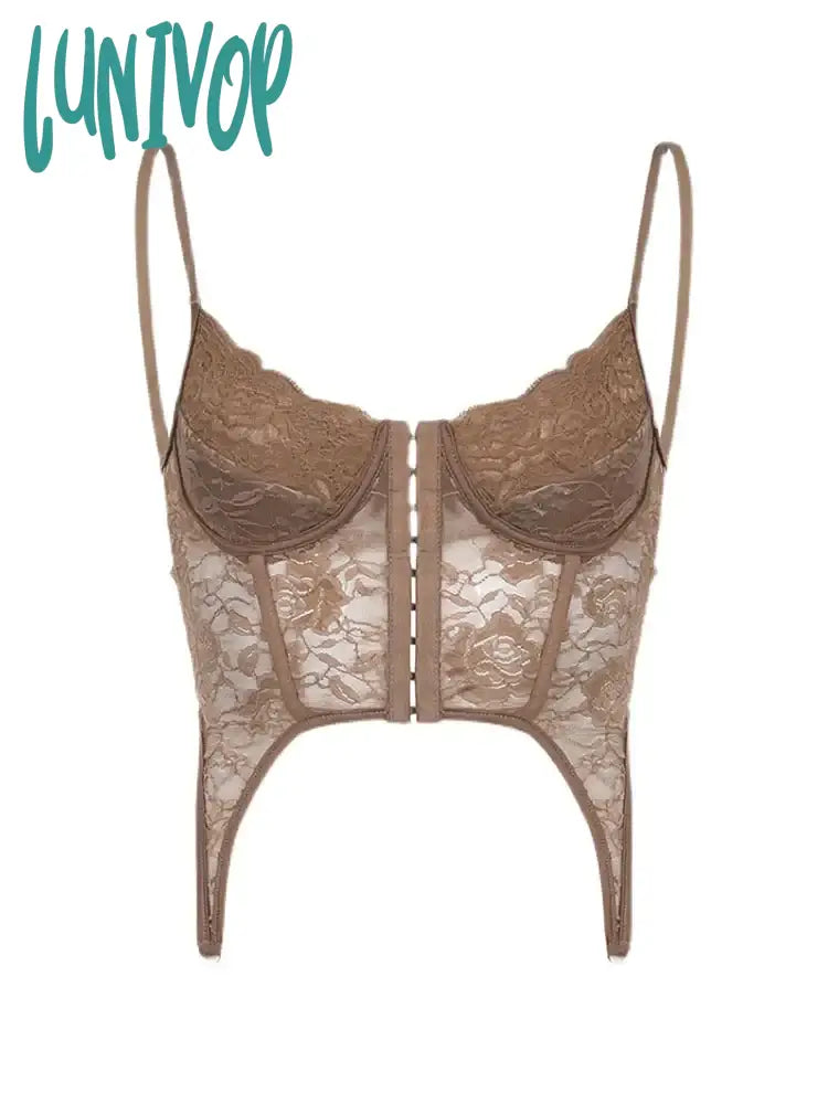 Lunivop Woman Lace Halter Tank Top Camisole Vest Corset Sleeveless Slim Spaghetti Strap Patchwork