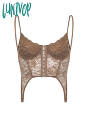 Lunivop Woman Lace Halter Tank Top Camisole Vest Corset Sleeveless Slim Spaghetti Strap Patchwork
