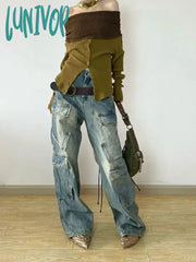 Lunivop Woman Maillard Jeans Cute Core Denim New Trend Pants Formal Occasion Japanese Fashion