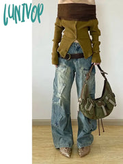 Lunivop Woman Maillard Jeans Cute Core Denim New Trend Pants Formal Occasion Japanese Fashion