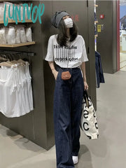 Lunivop Woman Office Lady Jeans Ins Denim Y2K Pants Unisex Gyaru Kpop Aesthetics Cute Core Japanese
